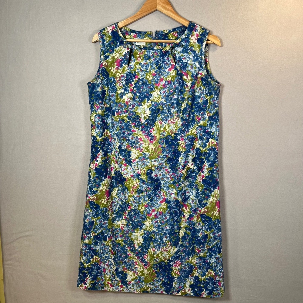 Vintage 60s Twee Shift Dress McMullen Mod Bow Floral Coastal Grandmother XL